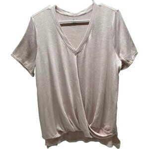 Calvin Klein Performance Women's Large Draped Front High-Low Top V-Neck Pink GUC